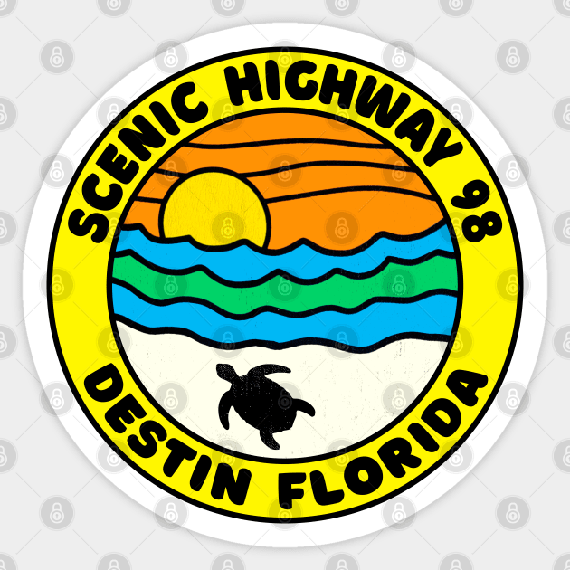 Scenic Highway 98 Destin Beach Florida Palms Panhandle Emerald Coast Sticker by TravelTime